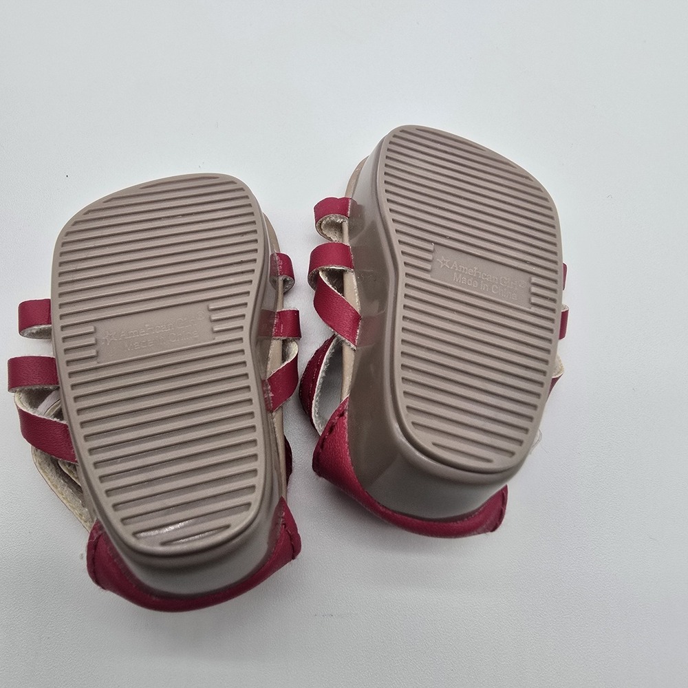 RARE American Girl Doll Shoes Pink And White Strapped Sandals - Picture 3 of 3